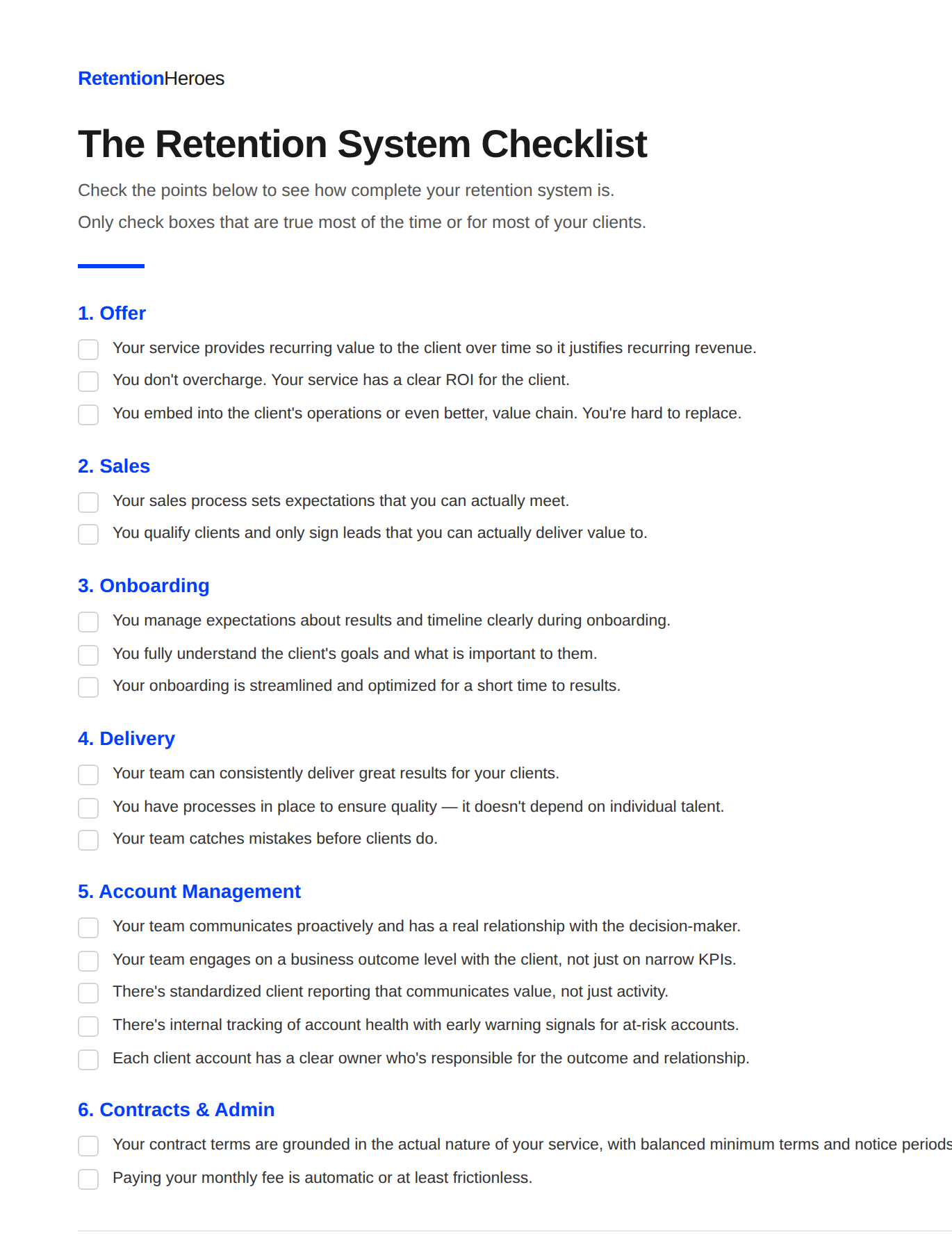 The Retention System Checklist — preview